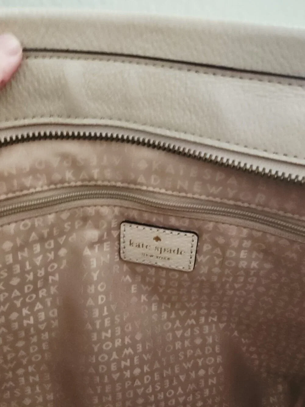 Like New Kate Spade NY Cream & Black Leather Tote Bag